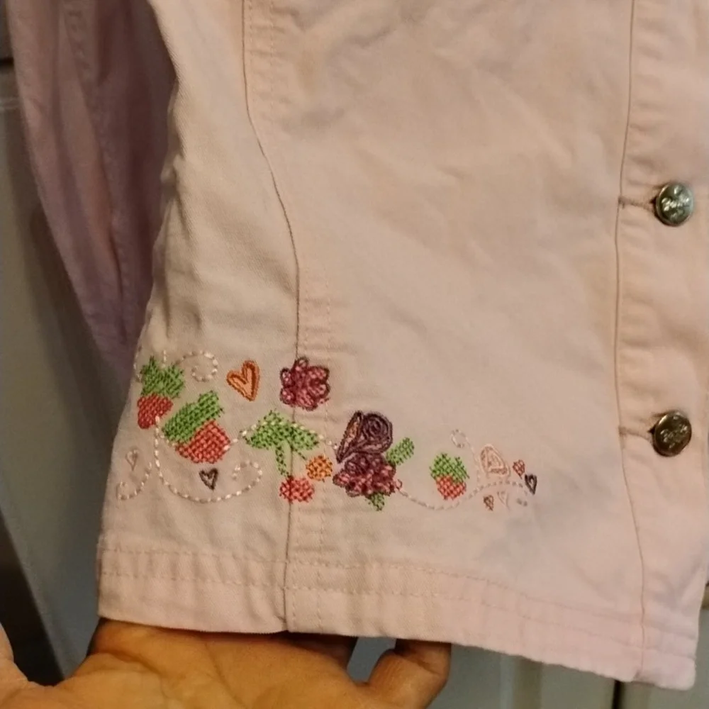 Barbie Pink Logo Tag Cotton Jean Jacket, Size: 10